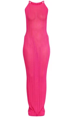 Tall Sheer Knit Racer Maxi Dress-PrettyLittleThing Outlet