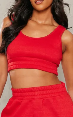 Outlet PrettyLittleThing Tall Cuffed Waist Detail Vest Top Red