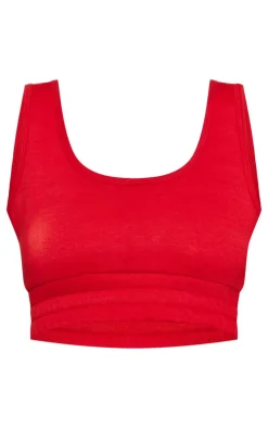 Outlet PrettyLittleThing Tall Cuffed Waist Detail Vest Top Red