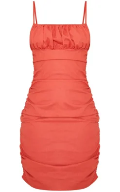 Tall Strappy Linen Look Bodycon Dress-PrettyLittleThing Sale