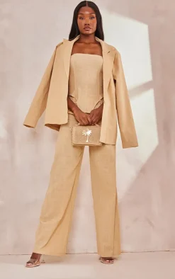 New PrettyLittleThing Tall Linen Look Oversized Blazer Sand