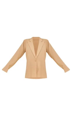 New PrettyLittleThing Tall Linen Look Oversized Blazer Sand