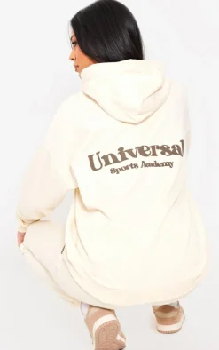 Clearance PrettyLittleThing Tall Premium Sports Academy Puff Print Oversized Hoodie Sand