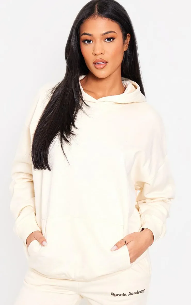 Clearance PrettyLittleThing Tall Premium Sports Academy Puff Print Oversized Hoodie Sand
