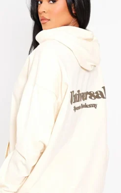 Clearance PrettyLittleThing Tall Premium Sports Academy Puff Print Oversized Hoodie Sand