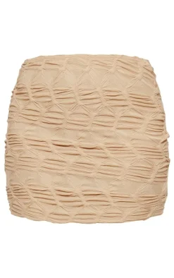 New PrettyLittleThing Tall Textured Jersey Low Rise Micro Mini Skirt Sand