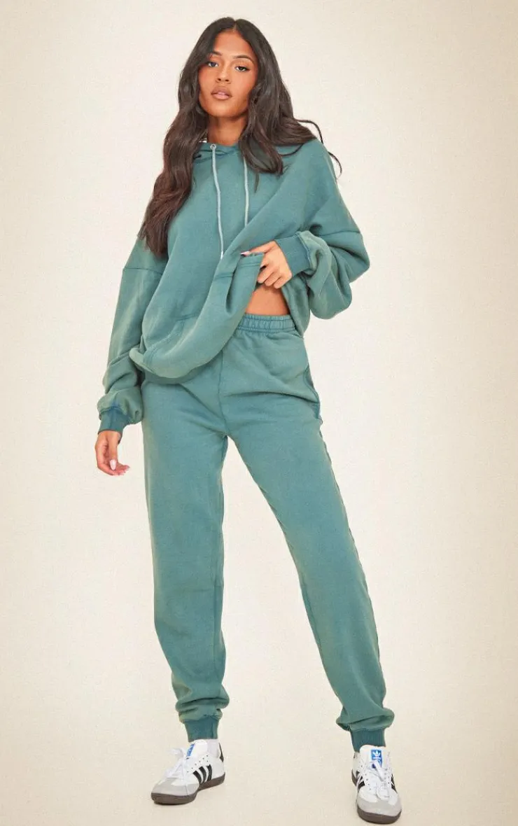 Outlet PrettyLittleThing Tall Washed Oversized Cuffed Sweatpants Sea Green