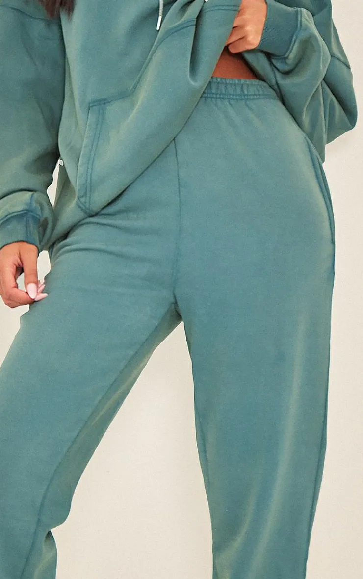 Outlet PrettyLittleThing Tall Washed Oversized Cuffed Sweatpants Sea Green