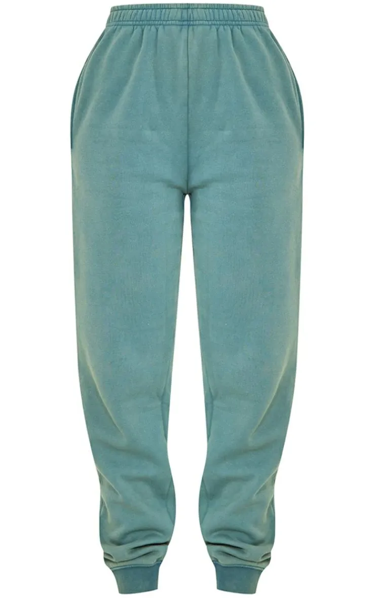 Outlet PrettyLittleThing Tall Washed Oversized Cuffed Sweatpants Sea Green