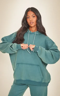 Clearance PrettyLittleThing Tall Washed Oversized Hoodie Sea Green