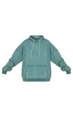 Clearance PrettyLittleThing Tall Washed Oversized Hoodie Sea Green