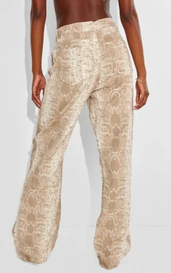 Tall Snake Print High Waisted Wide Leg Jeans