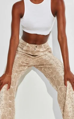 Tall Snake Print High Waisted Wide Leg Jeans
