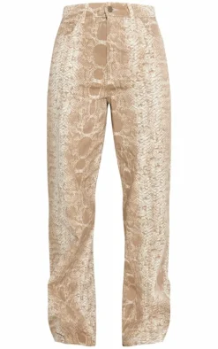 Tall Snake Print High Waisted Wide Leg Jeans