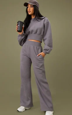 New PrettyLittleThing Tall High Waist Wide Leg Sweatpant Steel Blue