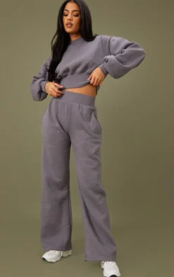 New PrettyLittleThing Tall High Waist Wide Leg Sweatpant Steel Blue