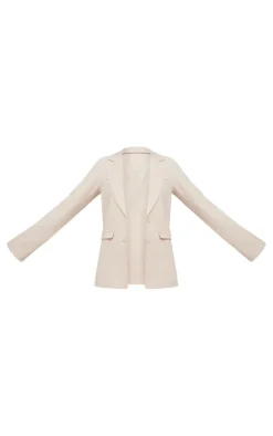 PrettyLittleThing Tall Brushed Wool Look Oversized Blazer Stone