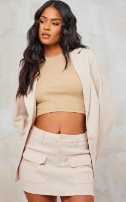 Best PrettyLittleThing Tall Brushed Wool Look Mini Skirt Stone