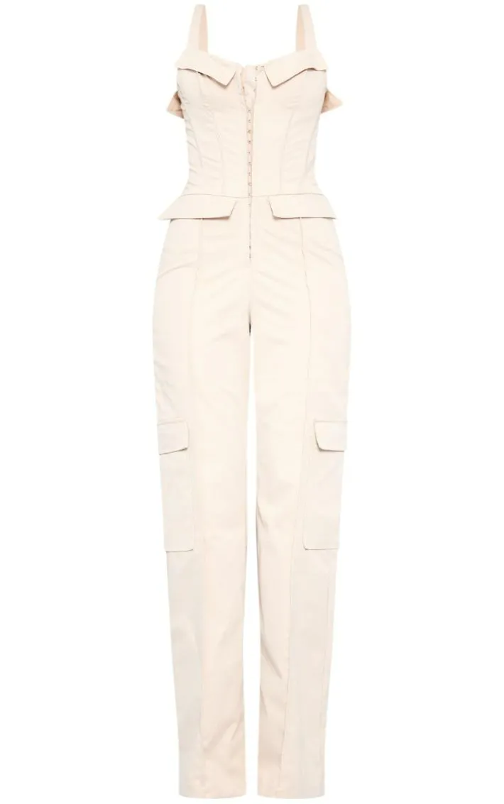 Tall Stone Corset Detailed Wide Leg Jumpsuit