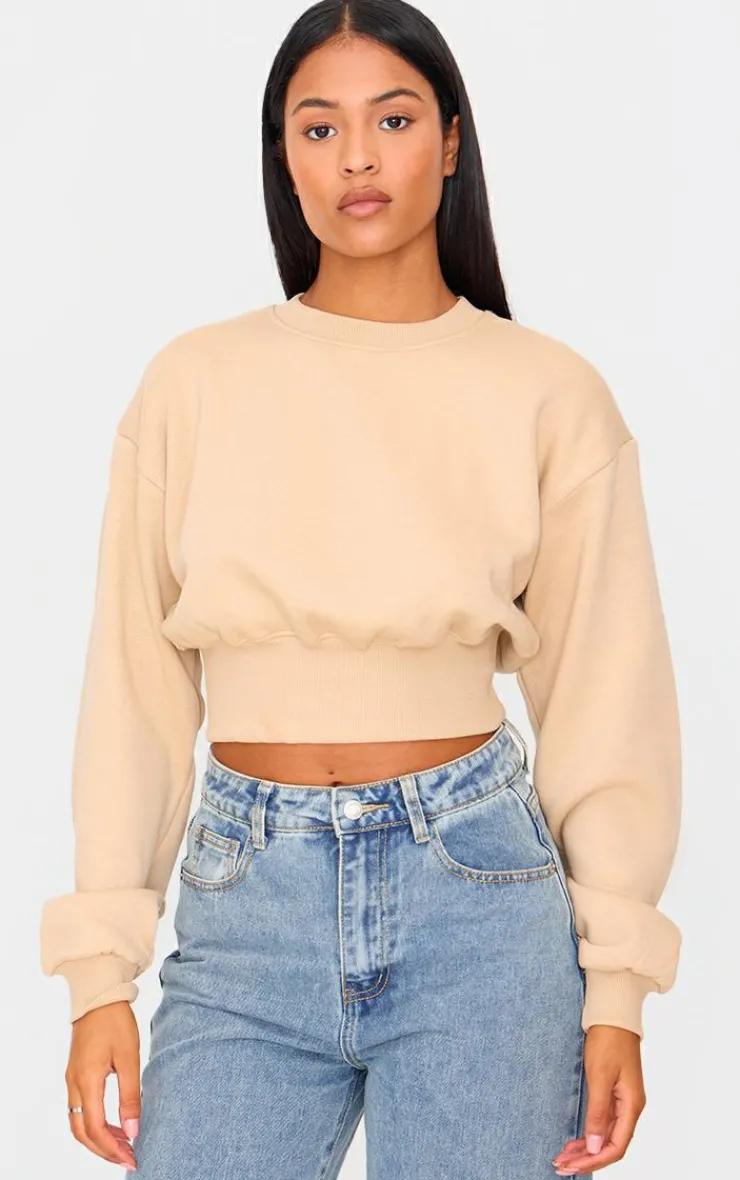 Clearance PrettyLittleThing Tall Cropped Sweatshirt Stone