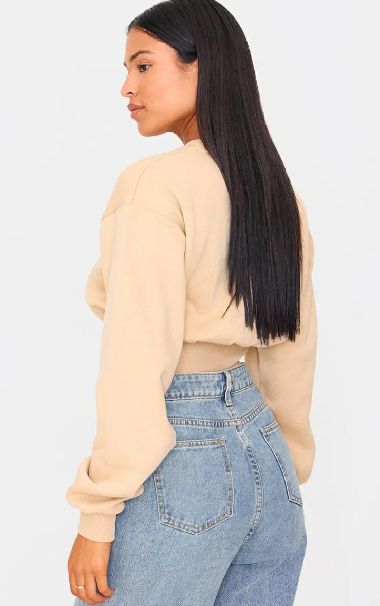 Clearance PrettyLittleThing Tall Cropped Sweatshirt Stone