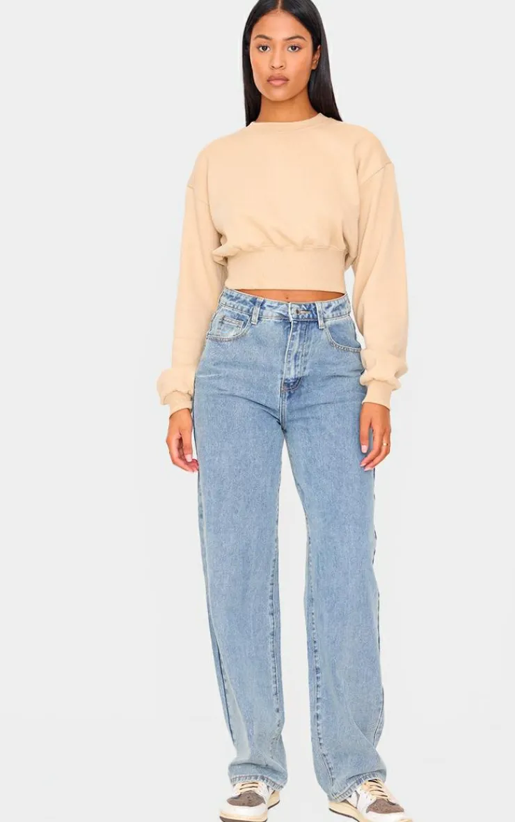 Clearance PrettyLittleThing Tall Cropped Sweatshirt Stone