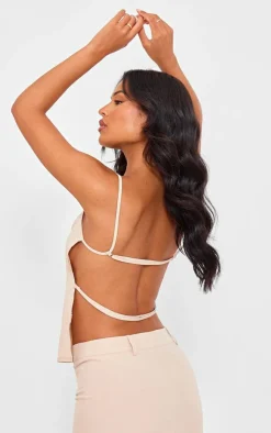 Sale PrettyLittleThing Tall Open Back Top Stone