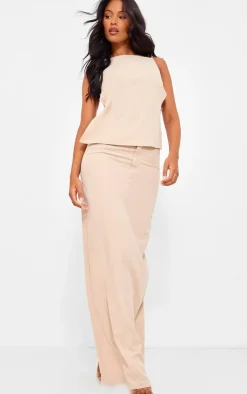 Sale PrettyLittleThing Tall Open Back Top Stone