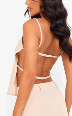 Sale PrettyLittleThing Tall Open Back Top Stone
