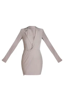 Tall Pinstripe Plunge Blazer Dress-PrettyLittleThing Hot