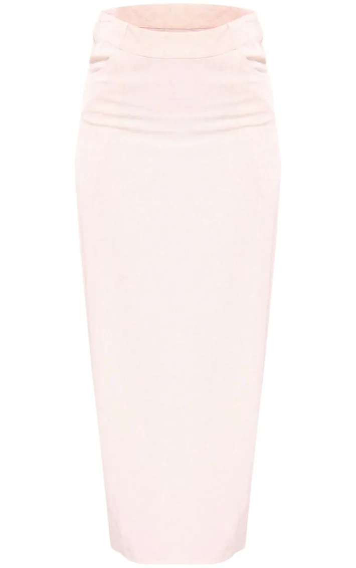 Tall Stone Pocket Detail Split Linen Midaxi Skirt