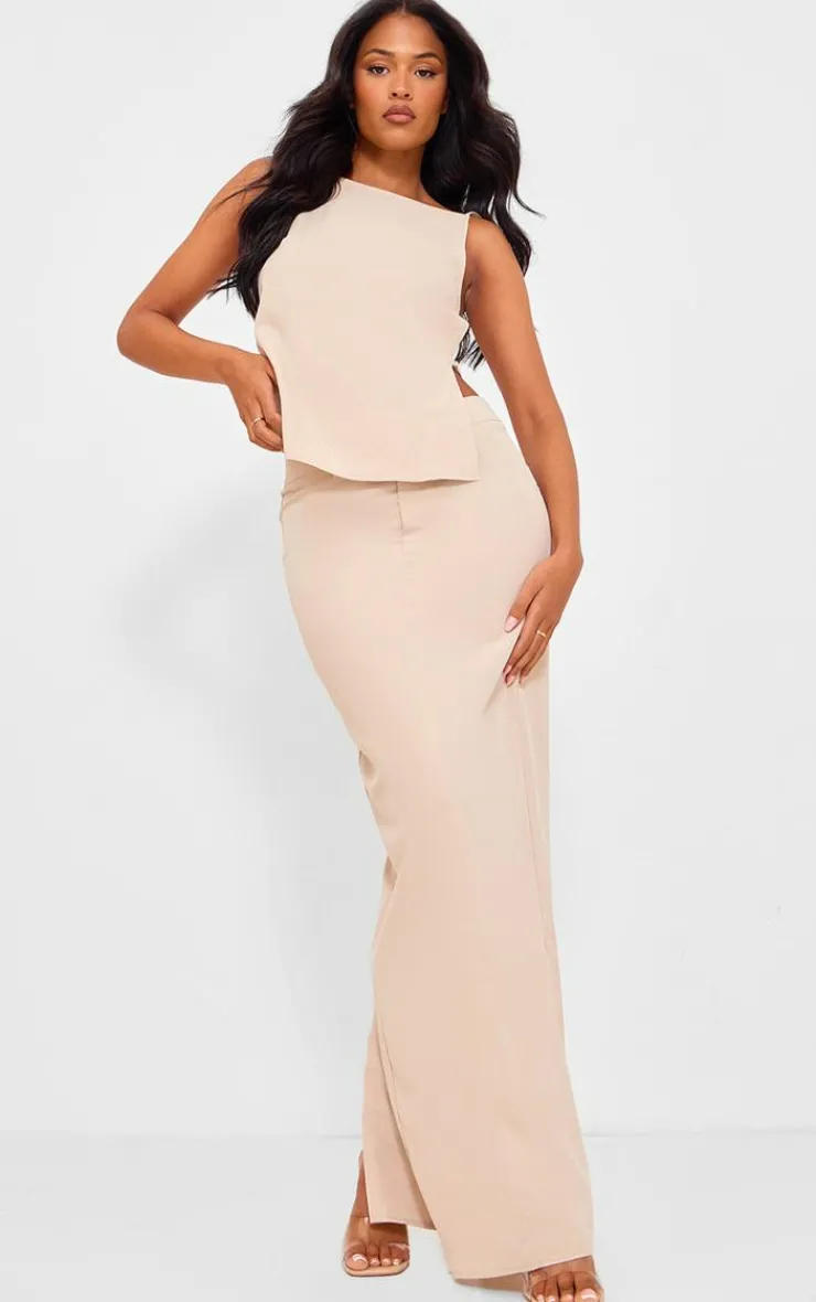 Best PrettyLittleThing Tall Tailored Maxi Skirt Stone