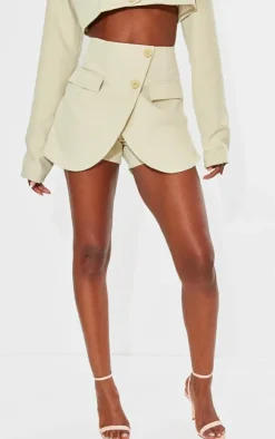 Sale PrettyLittleThing Tall Tailored Wrapover Skort Stone