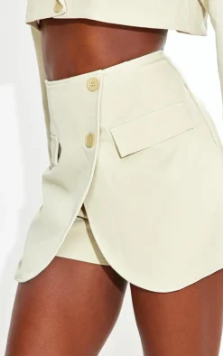 Sale PrettyLittleThing Tall Tailored Wrapover Skort Stone