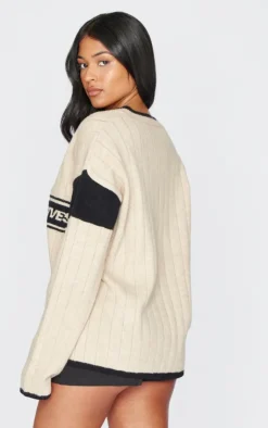 PrettyLittleThing Sweaters*Tall V Neck Graphic Knitted Sweater