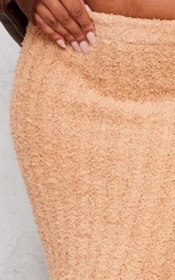 Outlet PrettyLittleThing Tall Fluffy Knitted Midi Skirt Tan