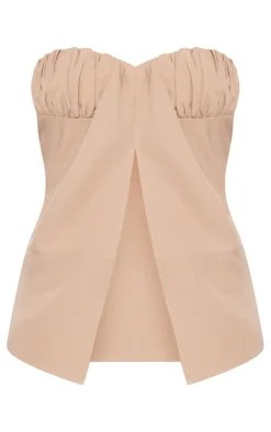Hot PrettyLittleThing Tall Bandeau Split Detail Top Taupe