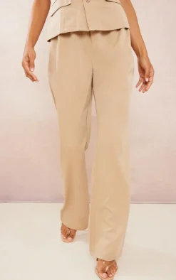 PrettyLittleThing Tall Elasticated Waist Wide Leg Pants Taupe
