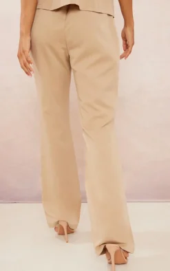 PrettyLittleThing Tall Elasticated Waist Wide Leg Pants Taupe