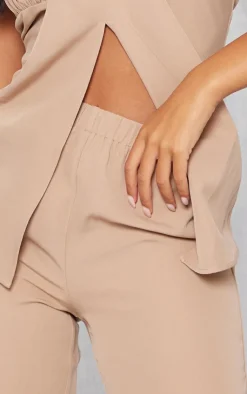 Discount PrettyLittleThing Tall Elasticated Wide Leg Pants Taupe