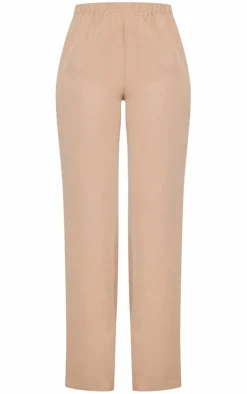 Discount PrettyLittleThing Tall Elasticated Wide Leg Pants Taupe