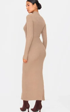 Tall Knitted Ribbed Side Split Maxi Dress-PrettyLittleThing Sale