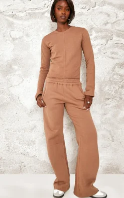 Best PrettyLittleThing Tall Low Rise Wide Leg Sweatpants Taupe