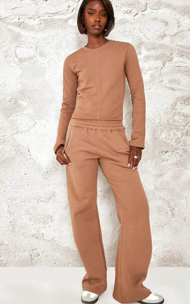 Best PrettyLittleThing Tall Low Rise Wide Leg Sweatpants Taupe