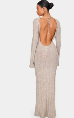 Tall Rib Knit Open Back Maxi Dress-PrettyLittleThing Sale