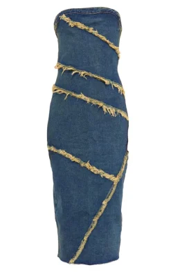 Tall Bandeau Denim Midi Dress-PrettyLittleThing Outlet