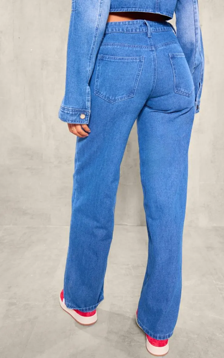 Hot PrettyLittleThing Tall Low Rise Mom Jeans Vintage Wash