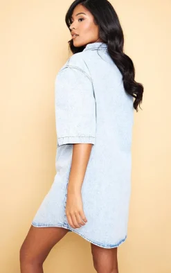 Tall Oversized Denim Shirt Dress-PrettyLittleThing Hot