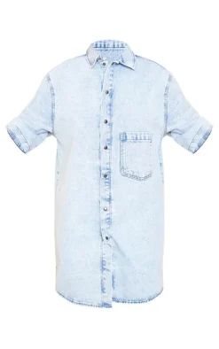 Tall Oversized Denim Shirt Dress-PrettyLittleThing Hot