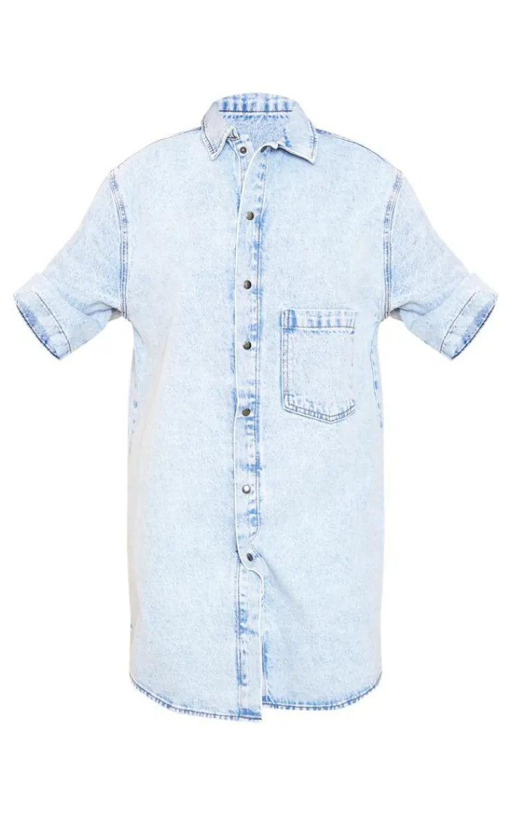 Tall Oversized Denim Shirt Dress-PrettyLittleThing Hot